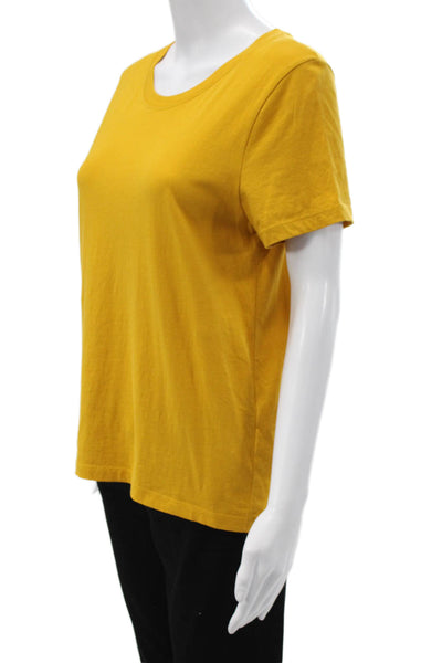 J Crew Women Basic Yellow Cotton Crew Neck Short Sleeve T-Shirt Size M