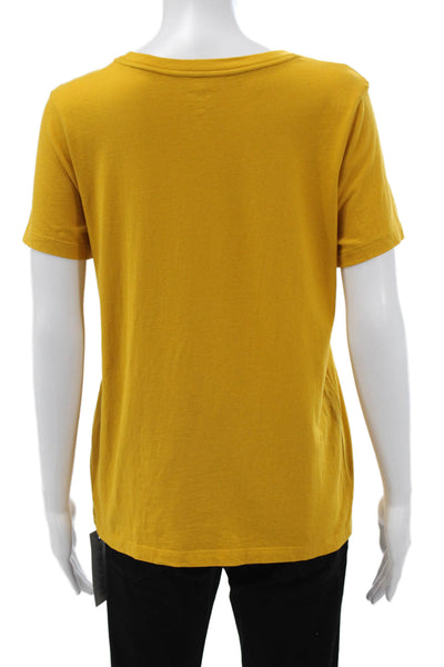 J Crew Women Basic Yellow Cotton Crew Neck Short Sleeve T-Shirt Size M
