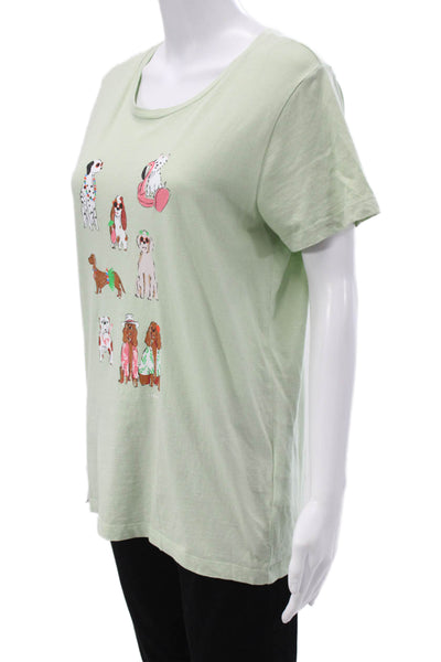 J Crew Womens Basic Green Animal Print Cotton Short Sleeve T-Shirt Size M