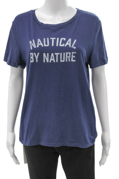 J Crew Womens Blue Cotton Crew Neck Short Sleeve T Shirt Basic Nautical Size M
