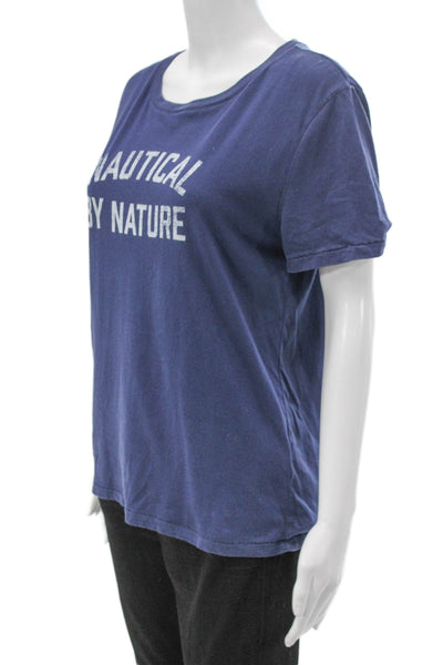J Crew Womens Blue Cotton Crew Neck Short Sleeve T Shirt Basic Nautical Size M