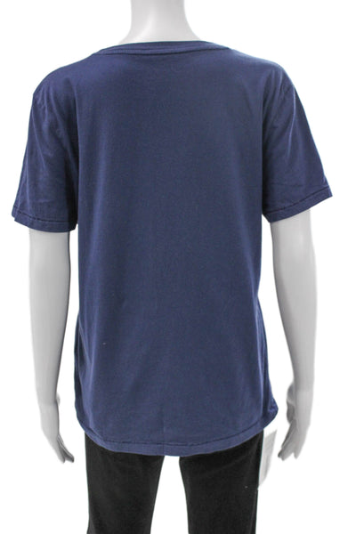 J Crew Womens Blue Cotton Crew Neck Short Sleeve T Shirt Basic Nautical Size M
