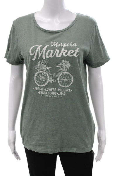 J Crew Women Green Scoop Neck Cotton Basic T-Shirt Short Sleeve Size M