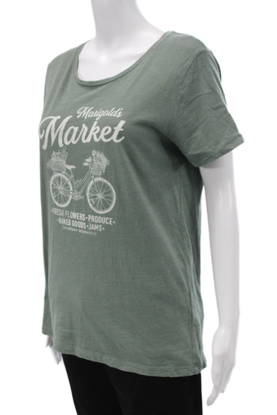 J Crew Women Green Scoop Neck Cotton Basic T-Shirt Short Sleeve Size M