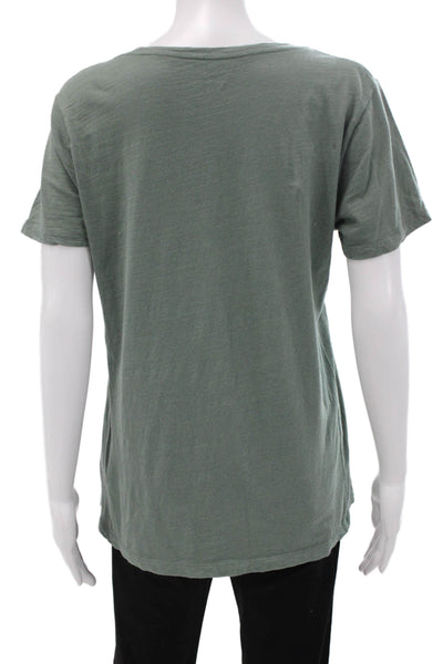 J Crew Women Green Scoop Neck Cotton Basic T-Shirt Short Sleeve Size M