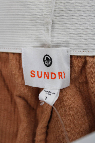Sundry Womens Sweat Shorts Orange Corduroy Pull On Size 1