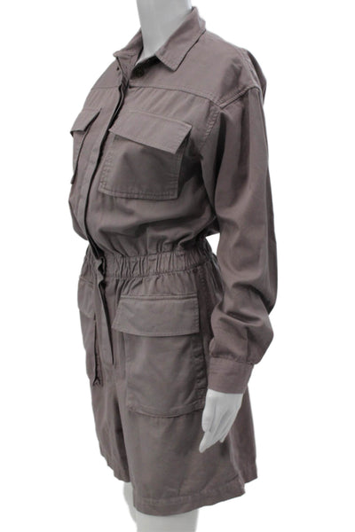 Closed Womens Romper Collared Button Long Sleeve Gray Cotton Size XS