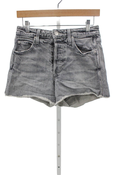 Amo Womens Cut-Off Gray Denim Shorts Button Size 25