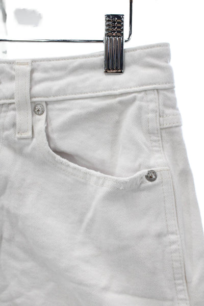 Amo Womens Cut-Off White Denim Shorts Button Size 28