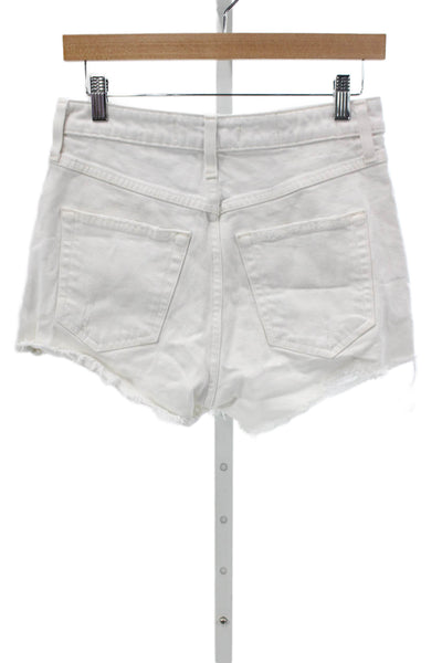 Amo Womens Cut-Off White Denim Shorts Button Size 28