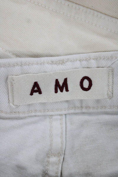 Amo Womens Cut-Off White Denim Shorts Button Size 28
