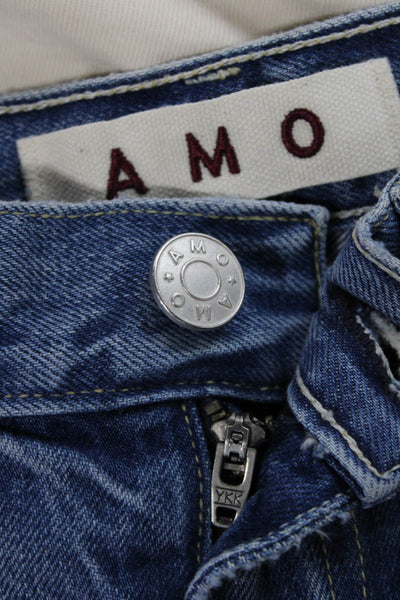 Amo Women Blue Cut-Off Cotton Shorts Button Closure Size 25