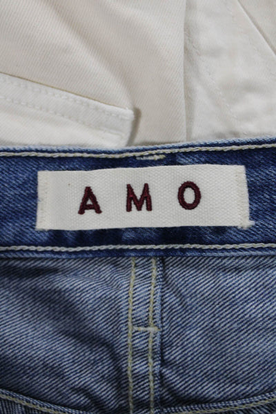 Amo Women Blue Cut-Off Cotton Shorts Button Closure Size 25
