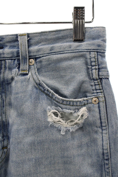 Amo Women Cut-Off Denim Shorts Blue Button Summer Size 26