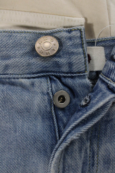 Amo Women Cut-Off Denim Shorts Blue Button Summer Size 26