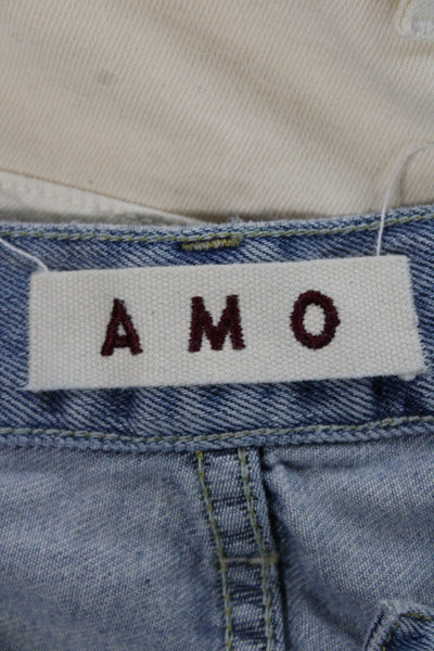 Amo Women Cut-Off Denim Shorts Blue Button Summer Size 26