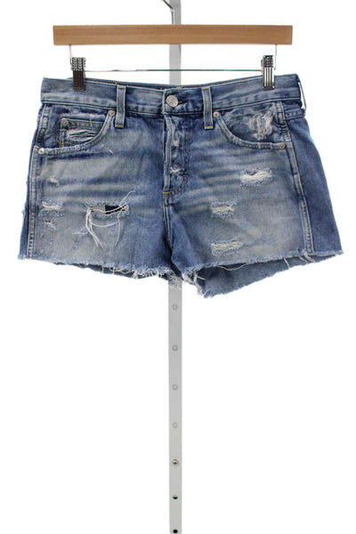 Amo Womens Cut-Off Blue Cotton Solid Shorts Vintage Size 26
