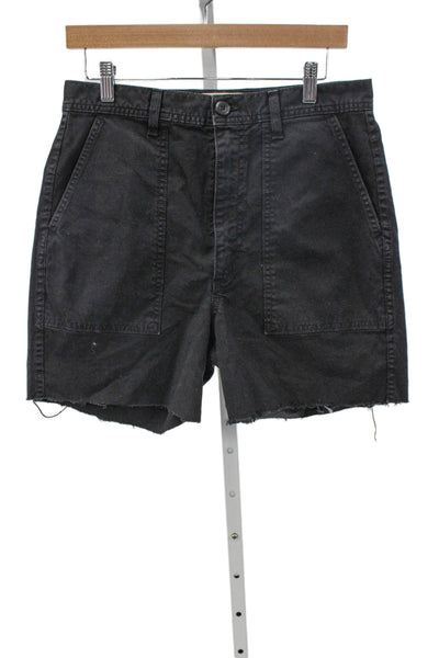 Amo Womens Utility Cotton Blend Black Shorts Button Size 26