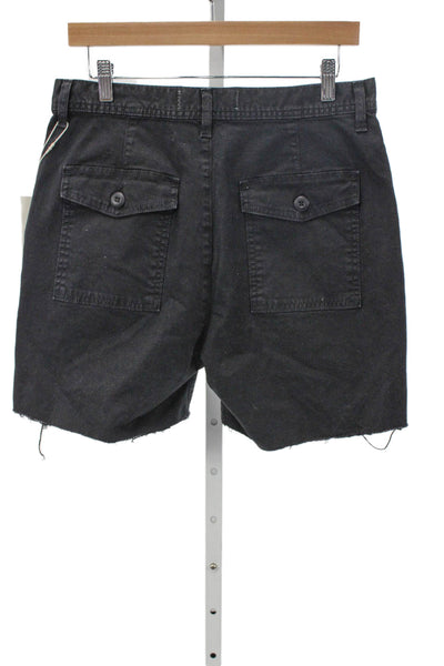 Amo Womens Utility Cotton Blend Black Shorts Button Size 26
