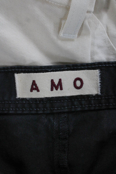 Amo Womens Utility Cotton Blend Black Shorts Button Size 26