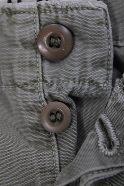 Amo Womens Cargo Shorts Green Cotton Button Size 27
