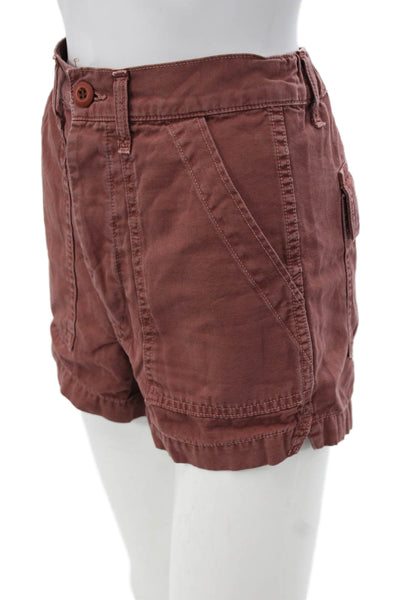 Amo Womens Utility Cotton Shorts Red Button Size 28