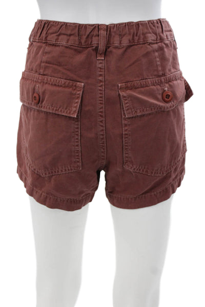 Amo Womens Utility Cotton Shorts Red Button Size 28