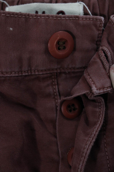 Amo Womens Utility Cotton Shorts Red Button Size 28