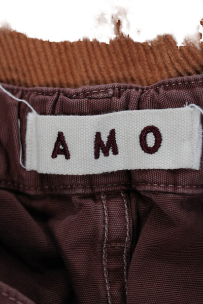 Amo Womens Utility Cotton Shorts Red Button Size 28