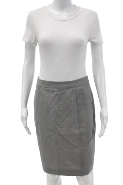 Reiss Women Straight Pencil Skirt Gray Wool Blend Short Size 6