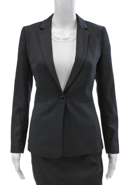 Reiss Womens Wool Gray Skirt Suit Button Long Sleeve Size 2