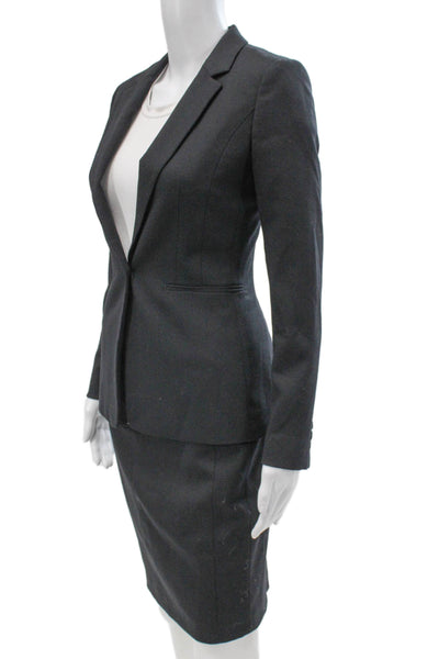 Reiss Womens Wool Gray Skirt Suit Button Long Sleeve Size 2