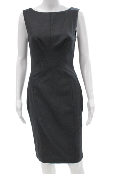 Reiss Womens Sheath Dress Gray Wool Boat Neck Sleeveless Short Size 4