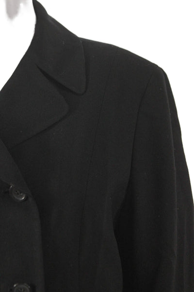 Anne Klein Women Pea Coat Black Wool Blend Button Size M