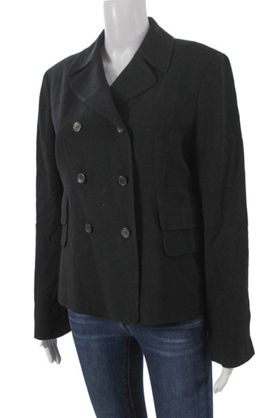 Anne Klein Women Pea Coat Black Wool Blend Button Size M