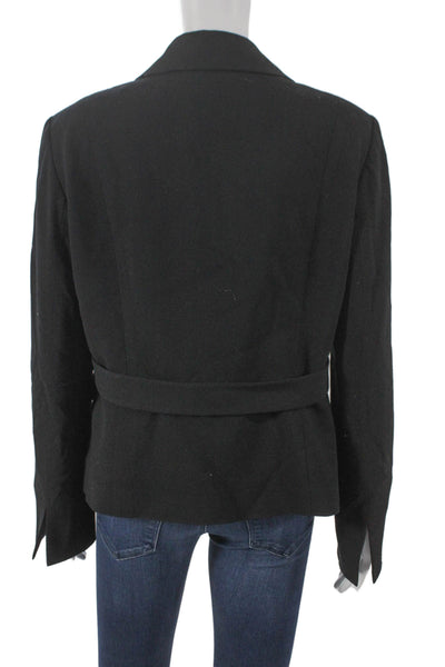 Anne Klein Women Pea Coat Black Wool Blend Button Size M
