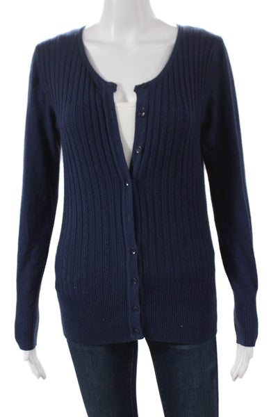 Vila Milomo Women Cardigan Blue Scoop Neck Long Sleeve Size M