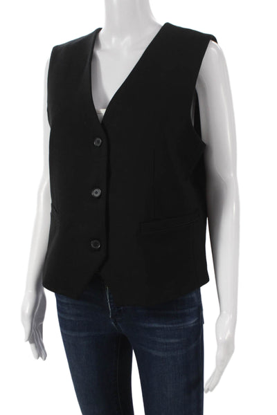 Truth By Republic Women Sleeveless Black Rayon Vest Button Size L