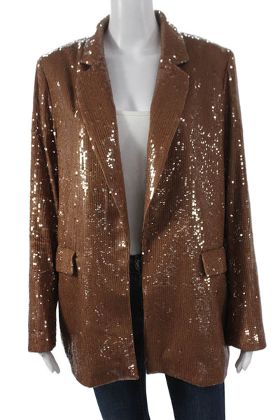 Rachel Zoe Womens Basic Jacket Brown Long Sleeve Size L