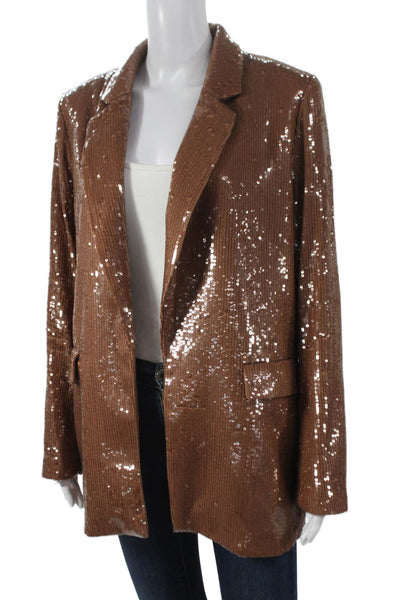 Rachel Zoe Womens Basic Jacket Brown Long Sleeve Size L