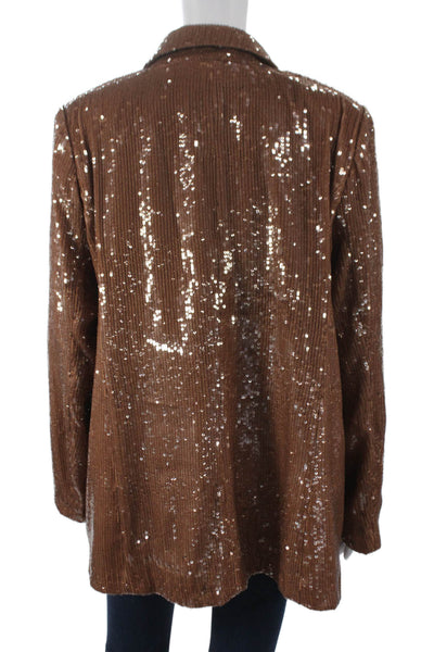 Rachel Zoe Womens Basic Jacket Brown Long Sleeve Size L