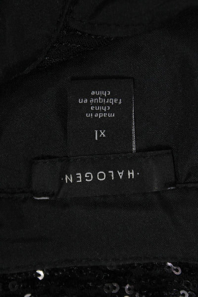 Halogen Women Basic Collared Button-Up Long Sleeve Black Top Size L
