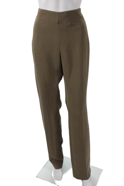 Akris Women Dress Pants Brown Wool Zip Size 14