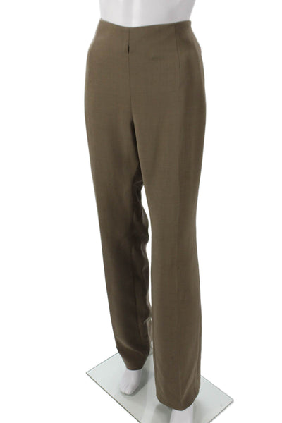 Akris Women Dress Pants Brown Wool Zip Size 14
