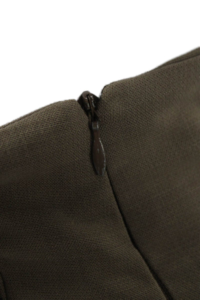 Akris Women Dress Pants Brown Wool Zip Size 14