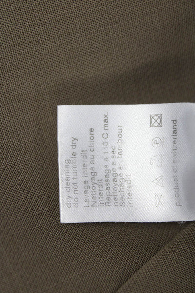 Akris Women Dress Pants Brown Wool Zip Size 14