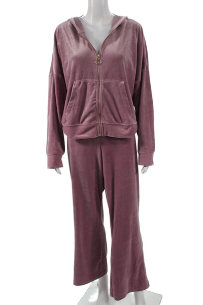 Truth By Republic Womens Purple Sweatsuit V Neck Zip Long Sleeve Size XL