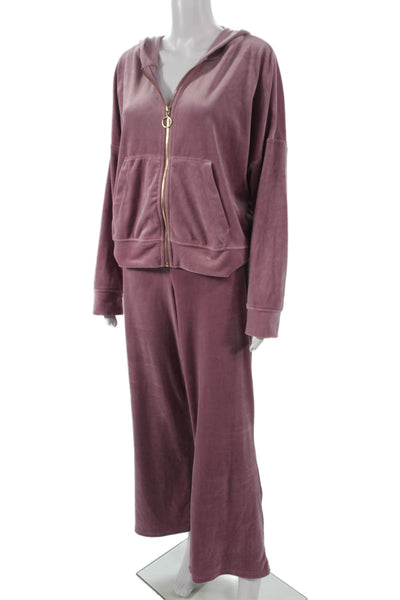 Truth By Republic Womens Purple Sweatsuit V Neck Zip Long Sleeve Size XL
