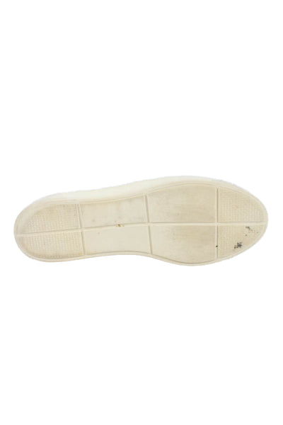 Stuart Weitzman Women's Bead Embellish Leather Slip-On Shoes White Size 9.5