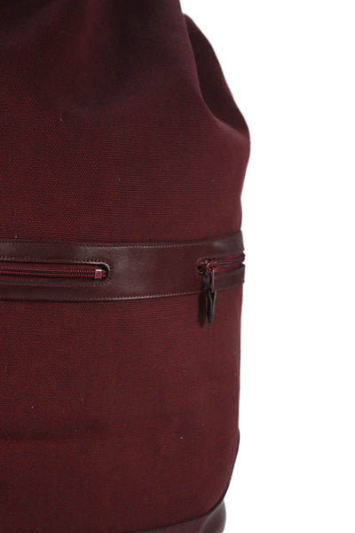 Christian Dior Unisex Adults Leather Trim Canvas Drawstring Luggage Red